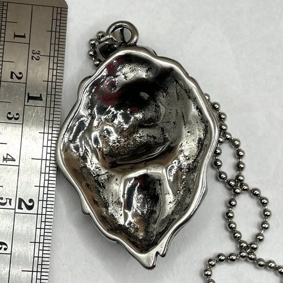 Huge Impressive Silver Steel Lion Head Pendant Long Chain Necklace - Picture 3 of 6